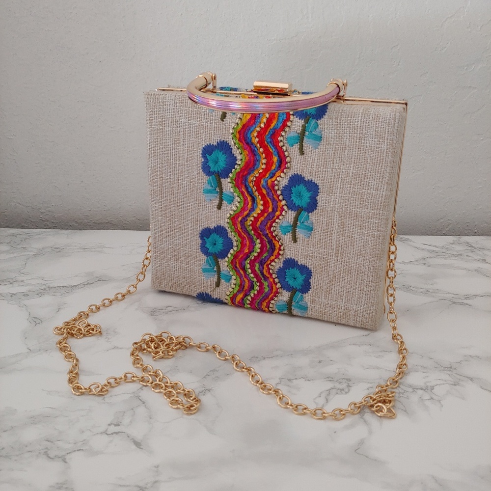 Malibu Skye Embroidered Top Handle Purse Bag